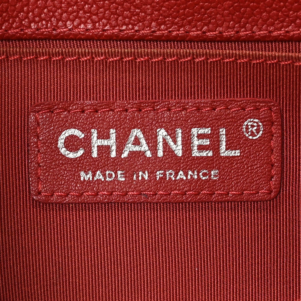 Caviar Quilted Small Boy Flap Dark Red