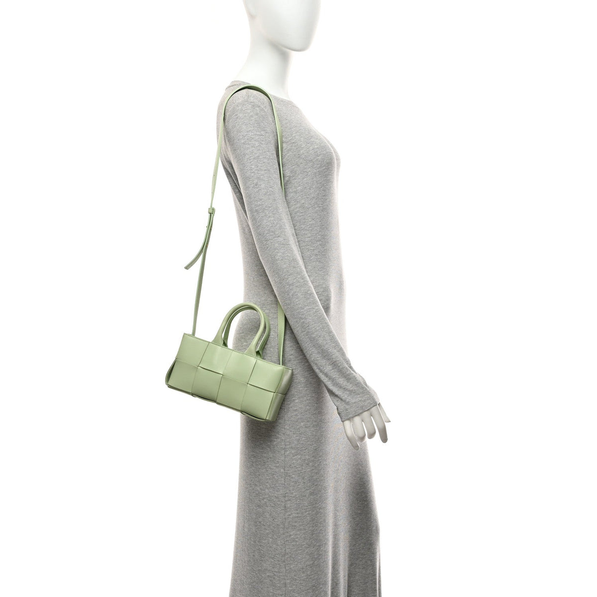 Nappa Maxi Intreccio Mini Arco East West Tote Pistachio