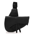 Grained Calfskin Oblique Mens Saddle Bag Black Blue