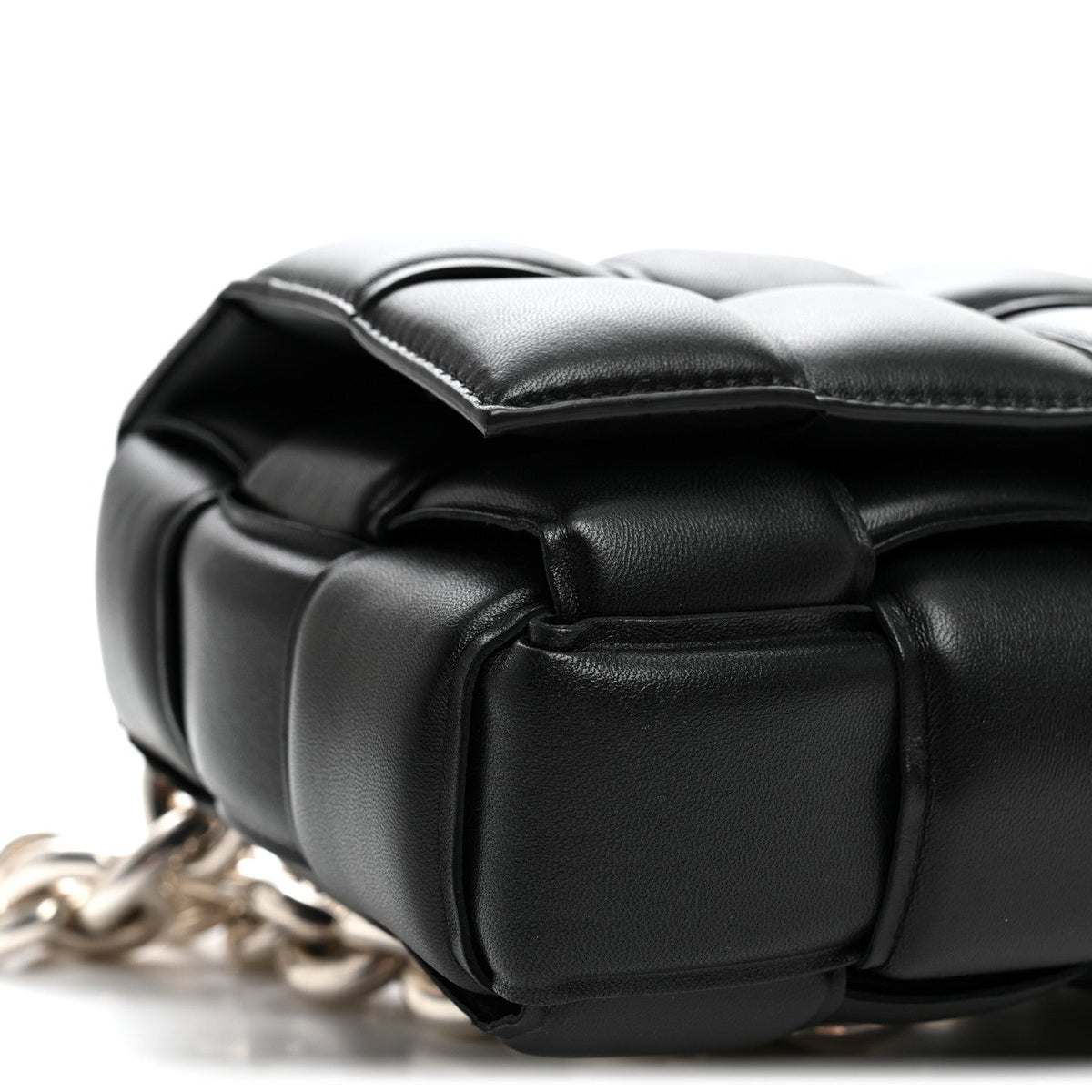 Lambskin Maxi Intreccio Padded Chain Cassette Crossbody Bag Black