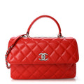 Lambskin Quilted Medium Trendy CC Flap Dual Handle Bag Red