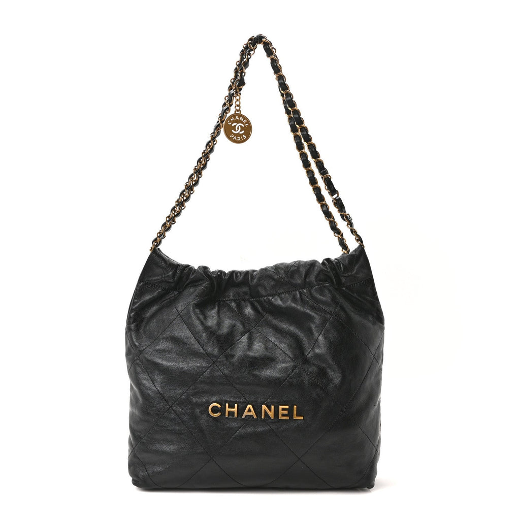 Calfskin Quilted Small Chanel 22 Black