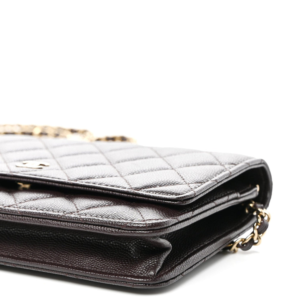 Caviar Quilted Wallet on Chain WOC Purple