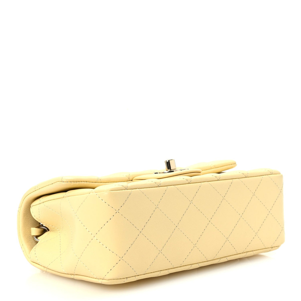 Lambskin Quilted Mini Rectangular Flap Light Yellow