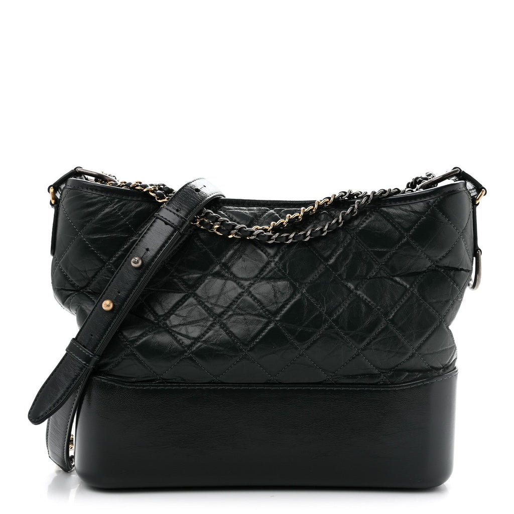 Aged Calfskin Quilted Medium Gabrielle Hobo Green