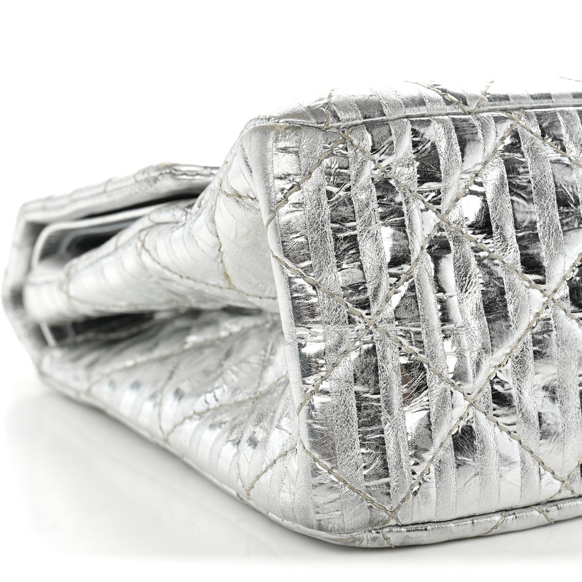 Metallic Calfskin Striped 2.55 Reissue 227 Silver