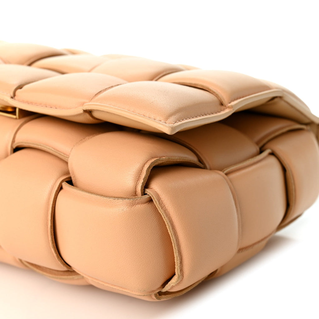 Nappa Maxi Intreccio Padded Cassette Crossbody Bag Almond