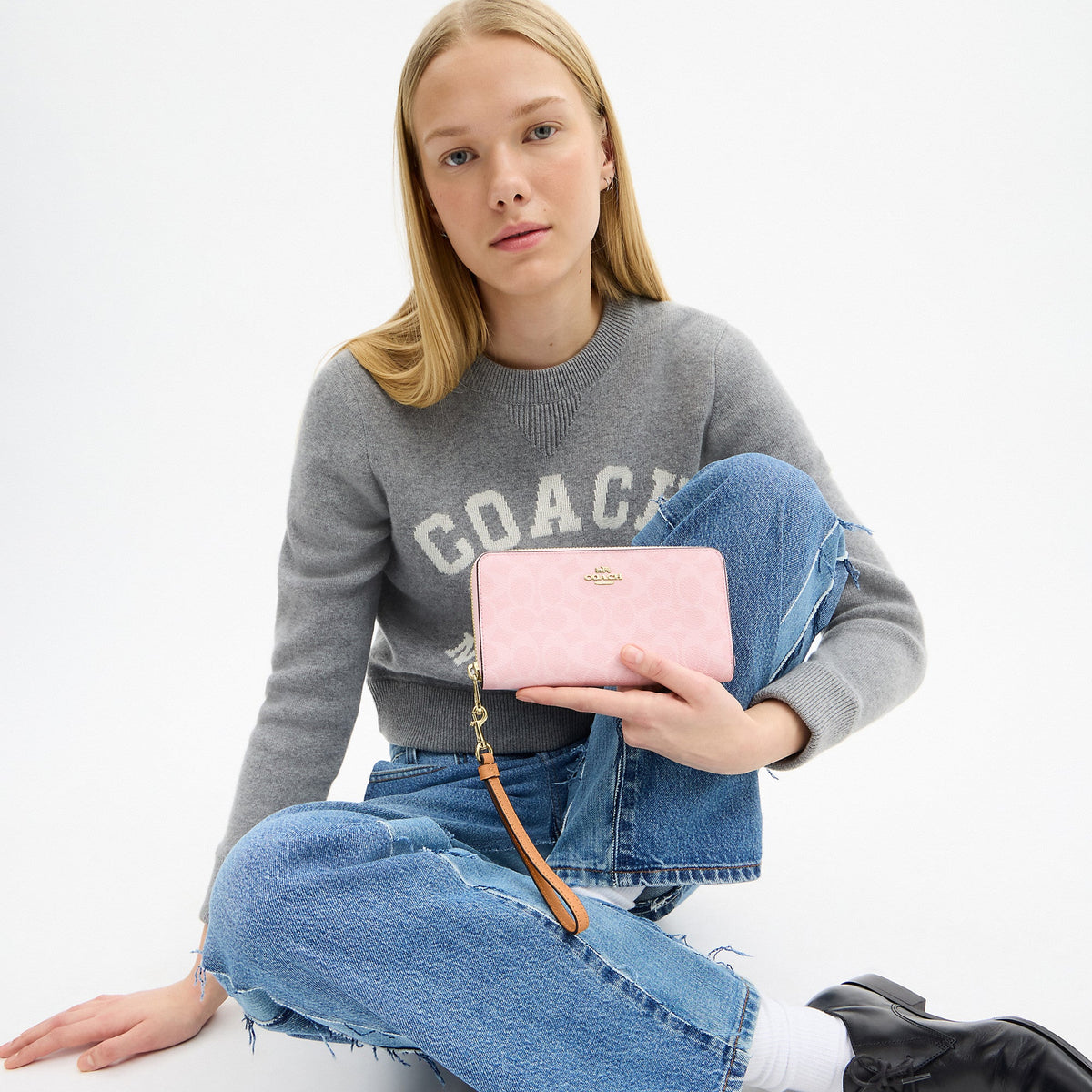 Coach Outlet Long Zip Around Wallet In Signature Canvas