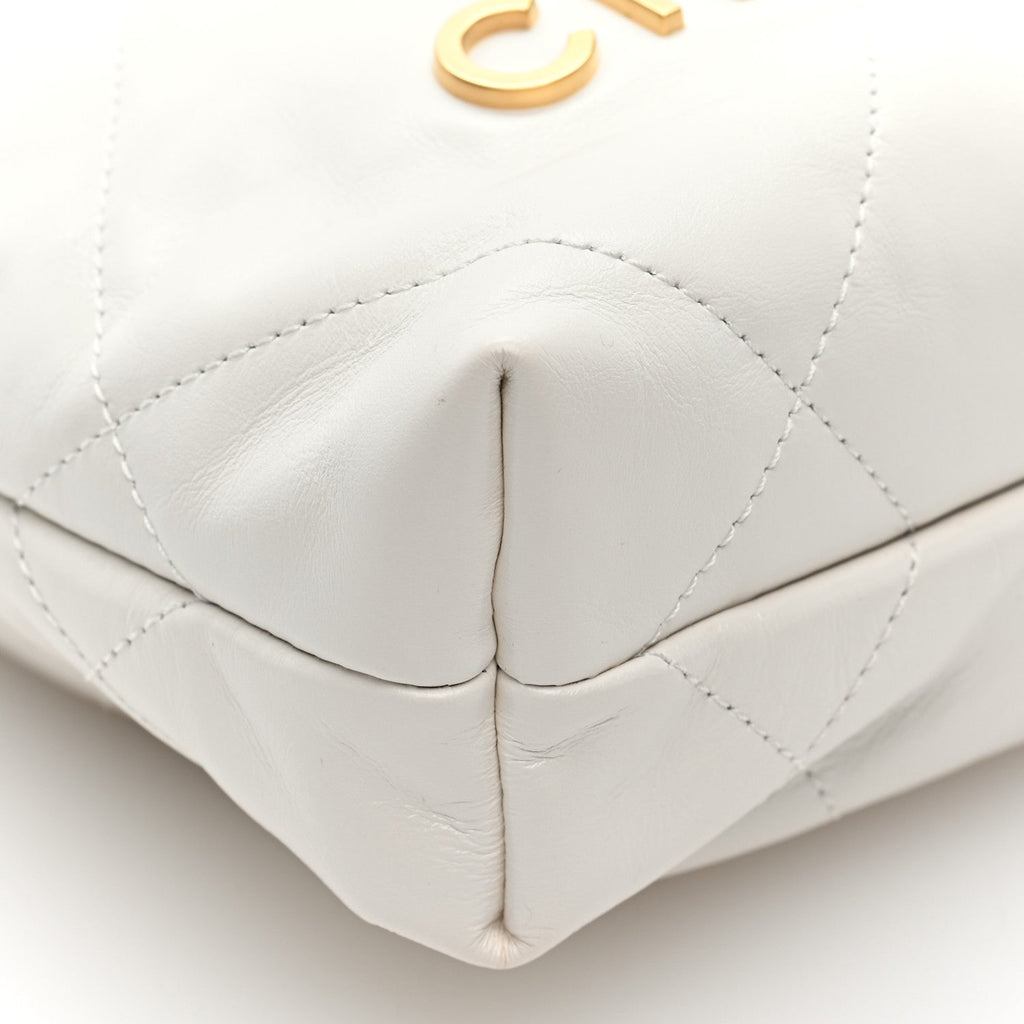 Shiny Calfskin Quilted Mini Chanel 22 White