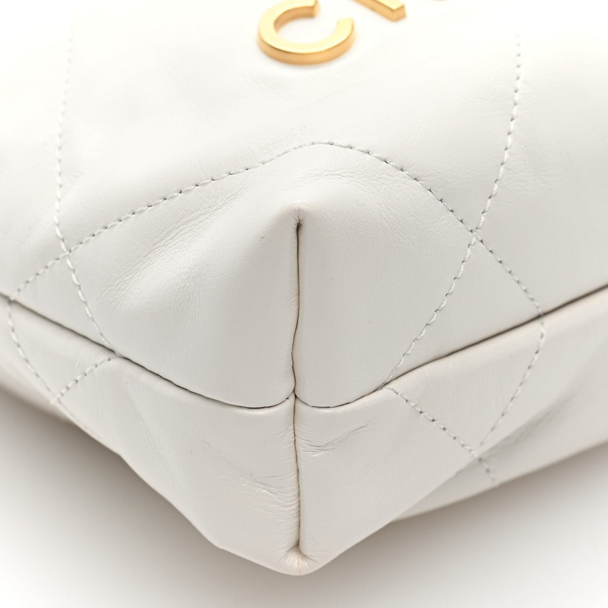 Shiny Calfskin Quilted Mini Chanel 22 White