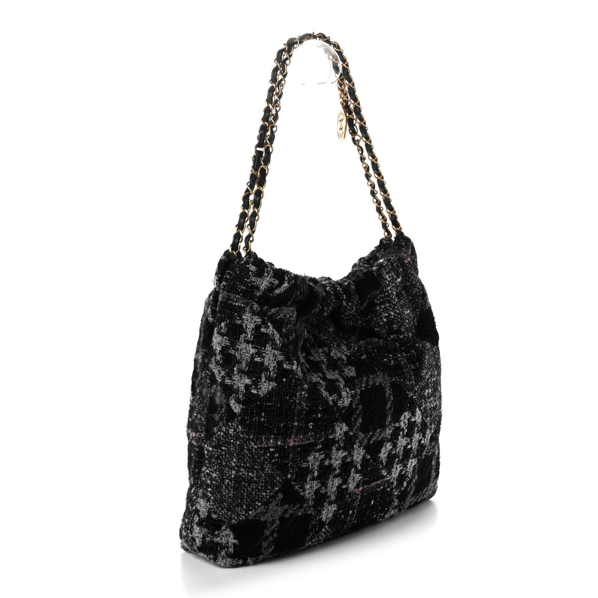 Wool Tweed Quilted Chanel 22 Black Grey Pink