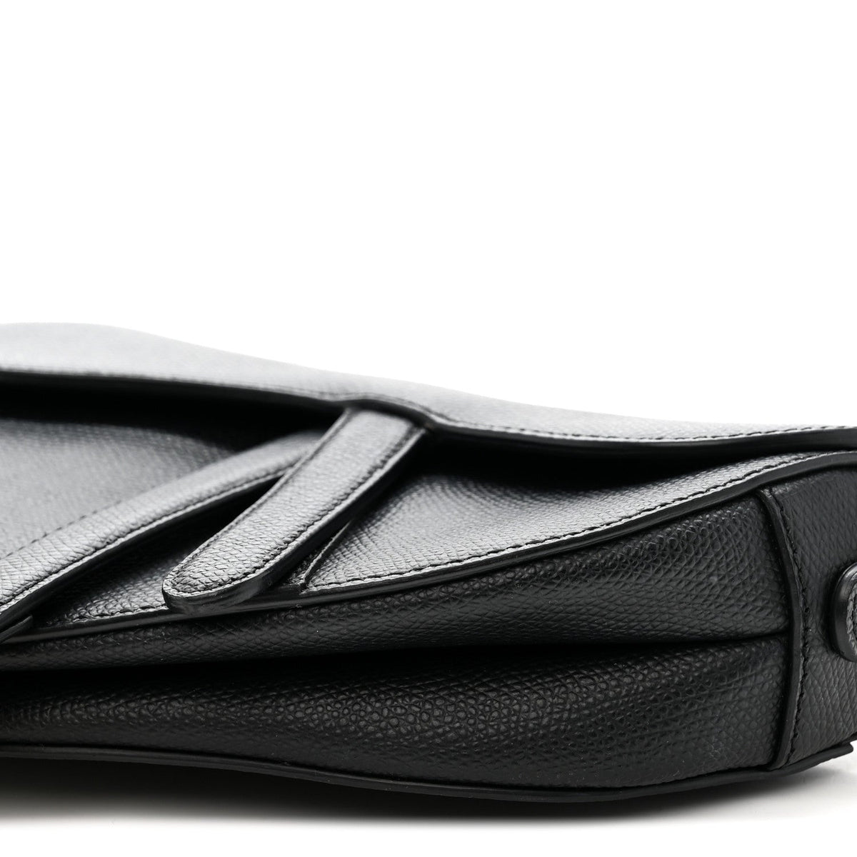 Grained Calfskin Mini Saddle Bag Black