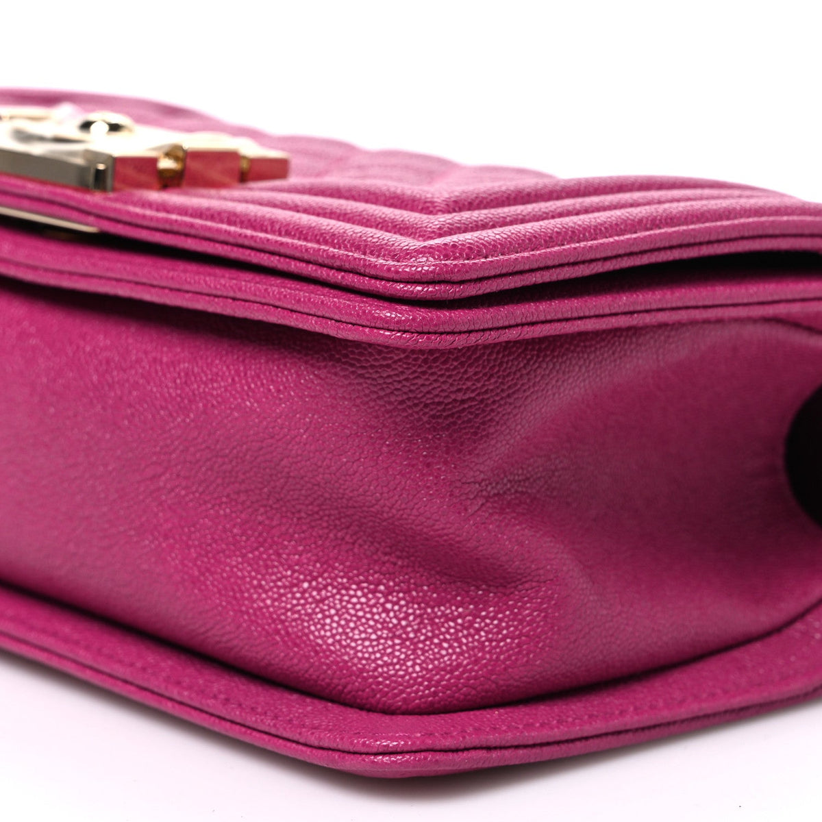 Caviar Quilted Small Boy Flap Fuchsia