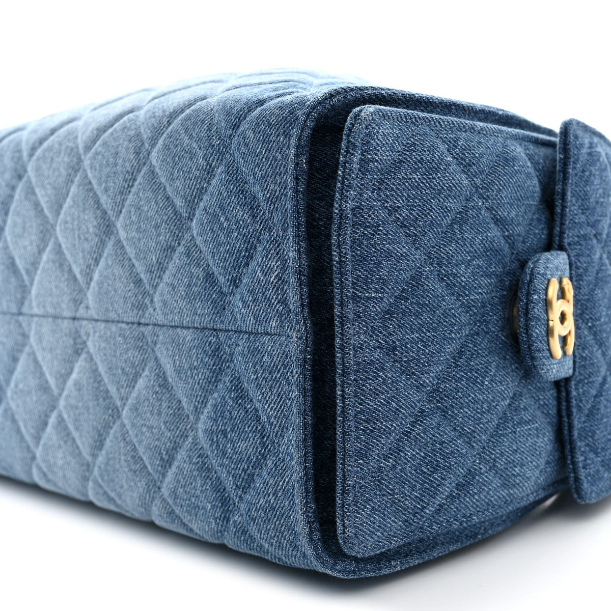 Washed Denim Quilted Small Chanel 25 Handbag Blue