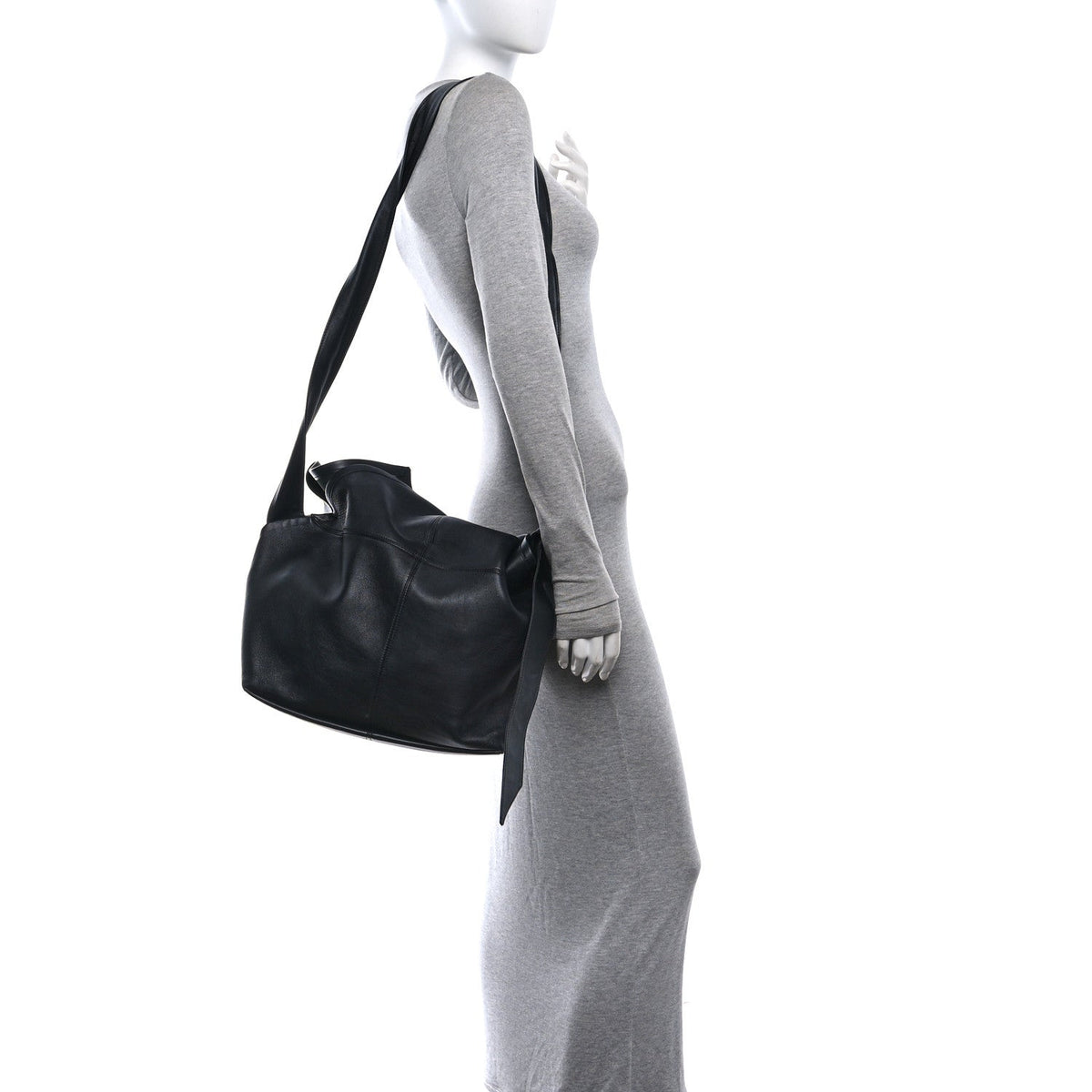 Silky Calfskin Medium Sawyer Messenger Bag Black