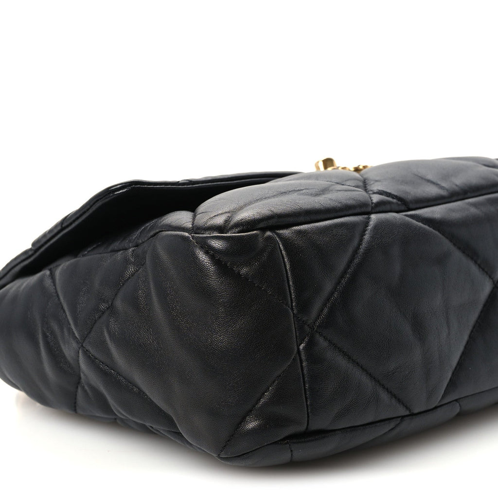 Goatskin Quilted Large Chanel 19 Flap Black