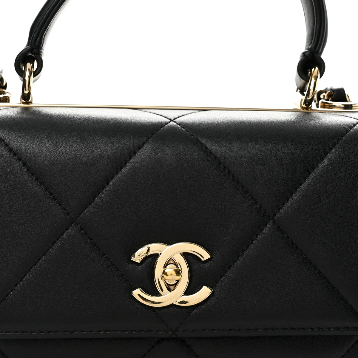 Lambskin Quilted Medium Trendy CC Flap Dual Handle Bag Black