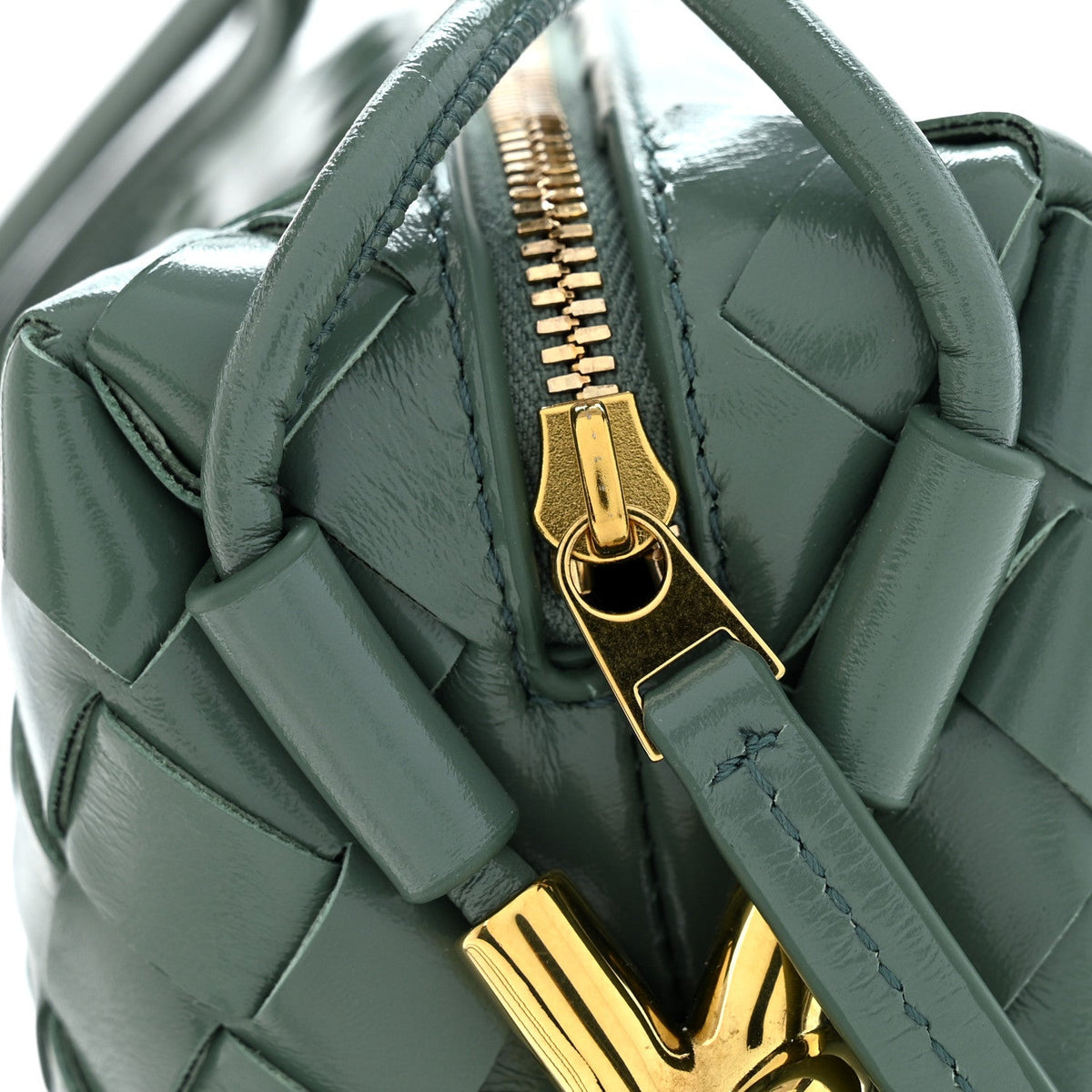 Polished Nappa Intrecciato Knot Mini Loop Camera Bag Aloe