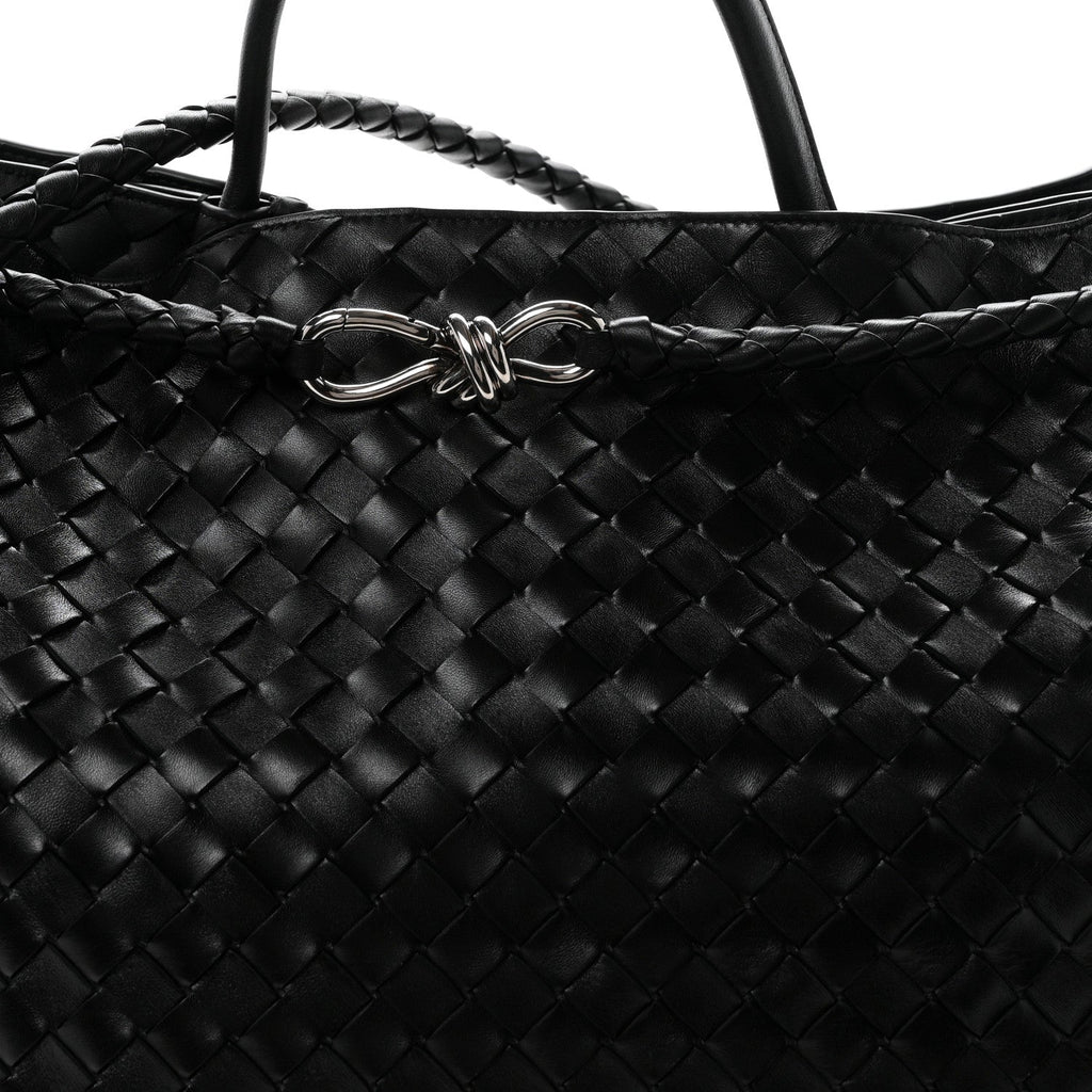 Nappa Intrecciato Large Andiamo Shoulder Bag Black
