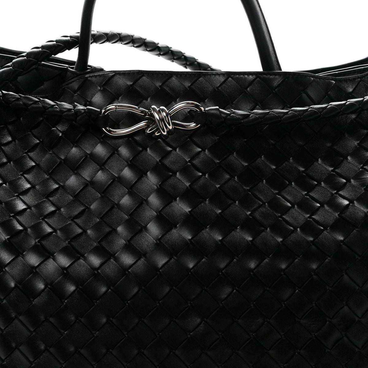 Nappa Intrecciato Large Andiamo Shoulder Bag Black