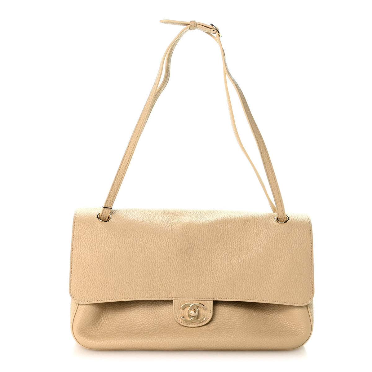 Grained Calfskin Small Souplissimo Maxi Flap Beige