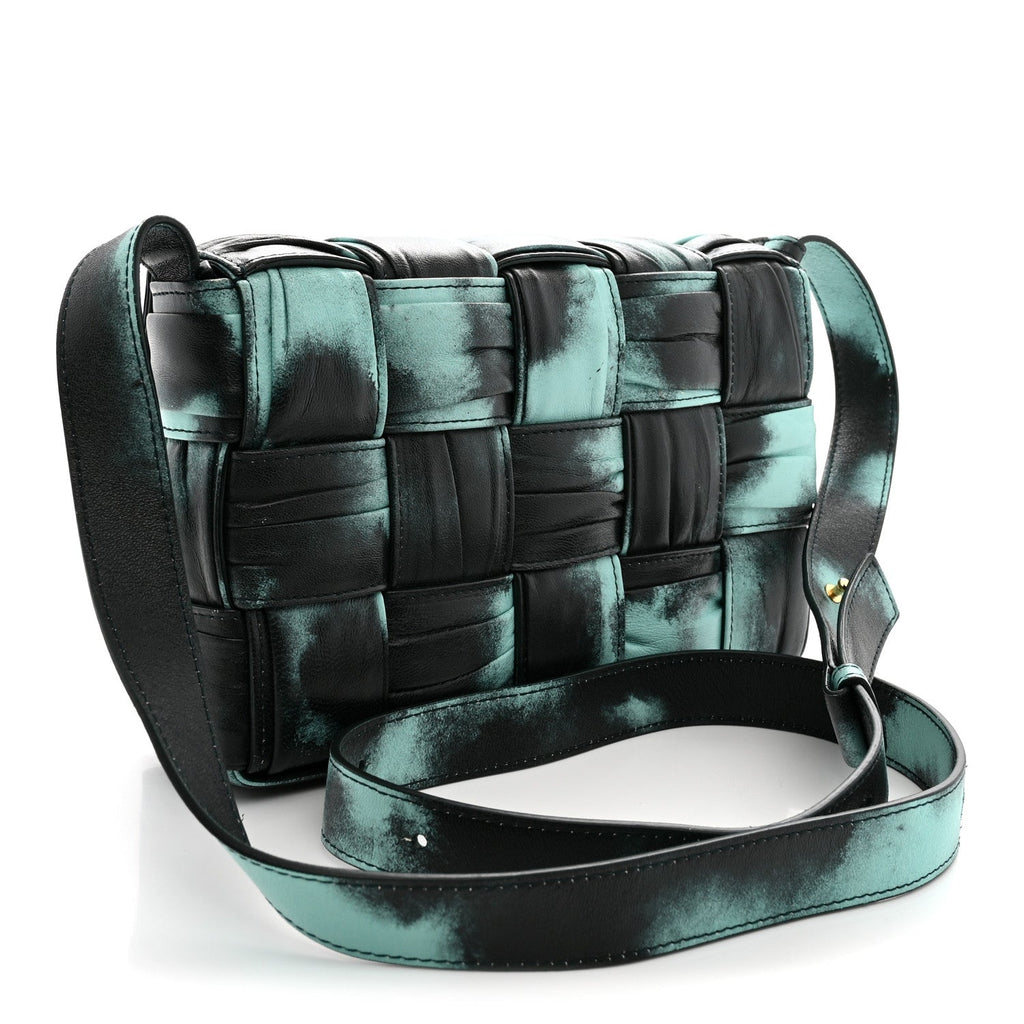 Foulard Tie Dye Maxi Intrecciato Padded Cassette Crossbody Bag Celadon Inkwell