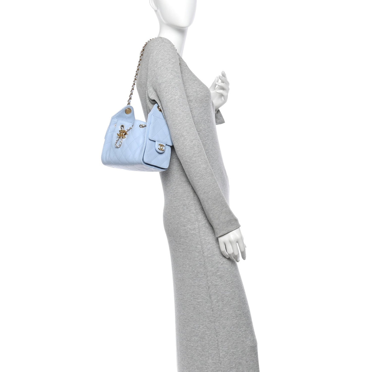 Caviar Quilted Mini Chanel 25 Handbag Light Blue