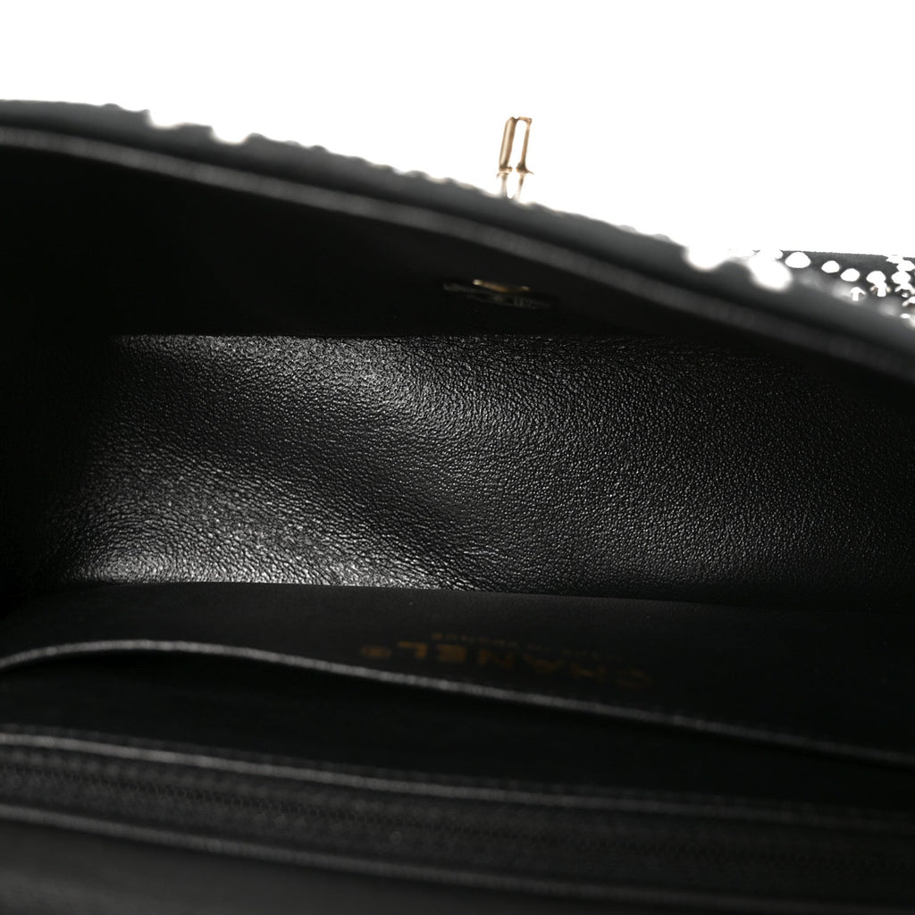 Velvet Crystal Mini Rectangular Flap Black