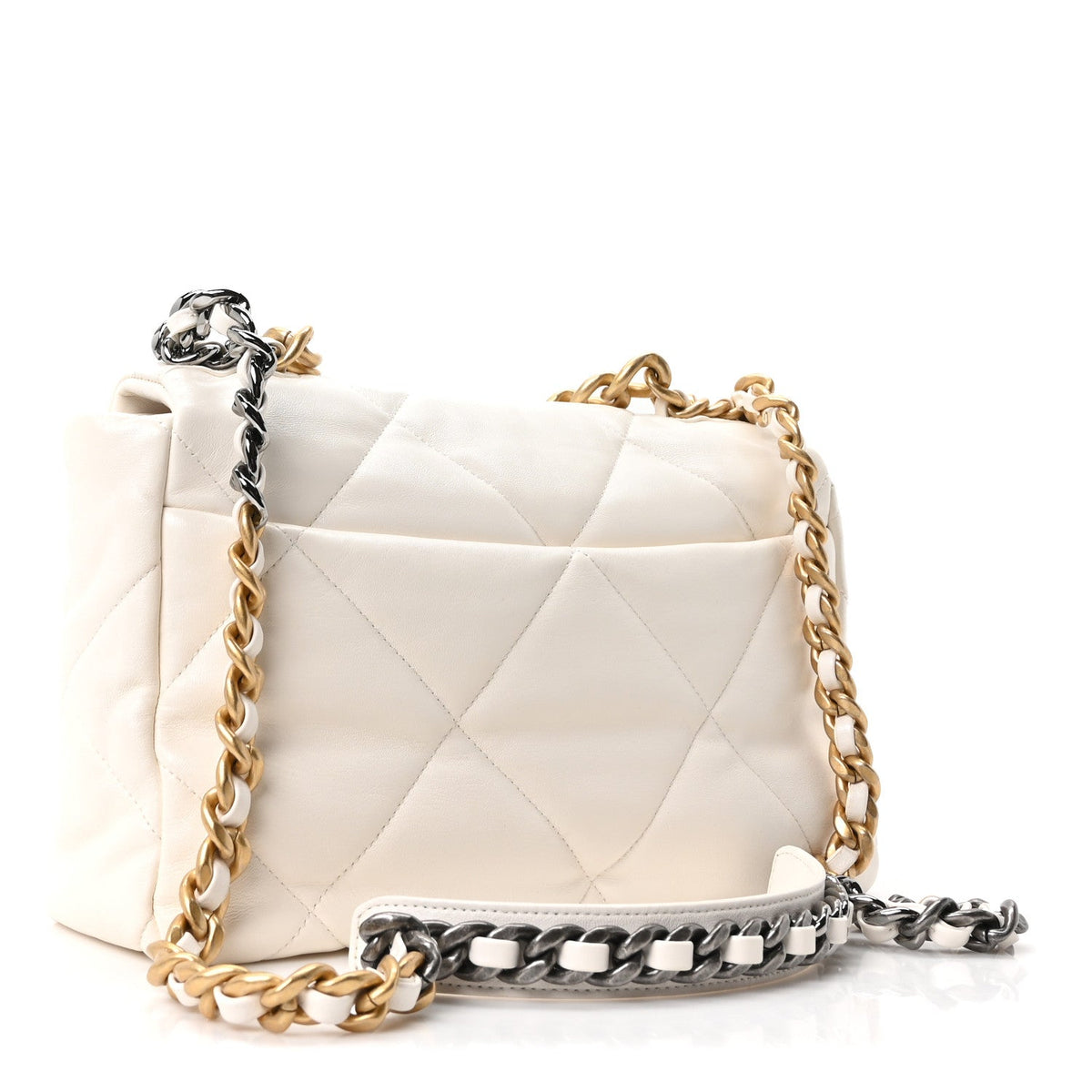 Lambskin Quilted Large Chanel 19 Flap White
