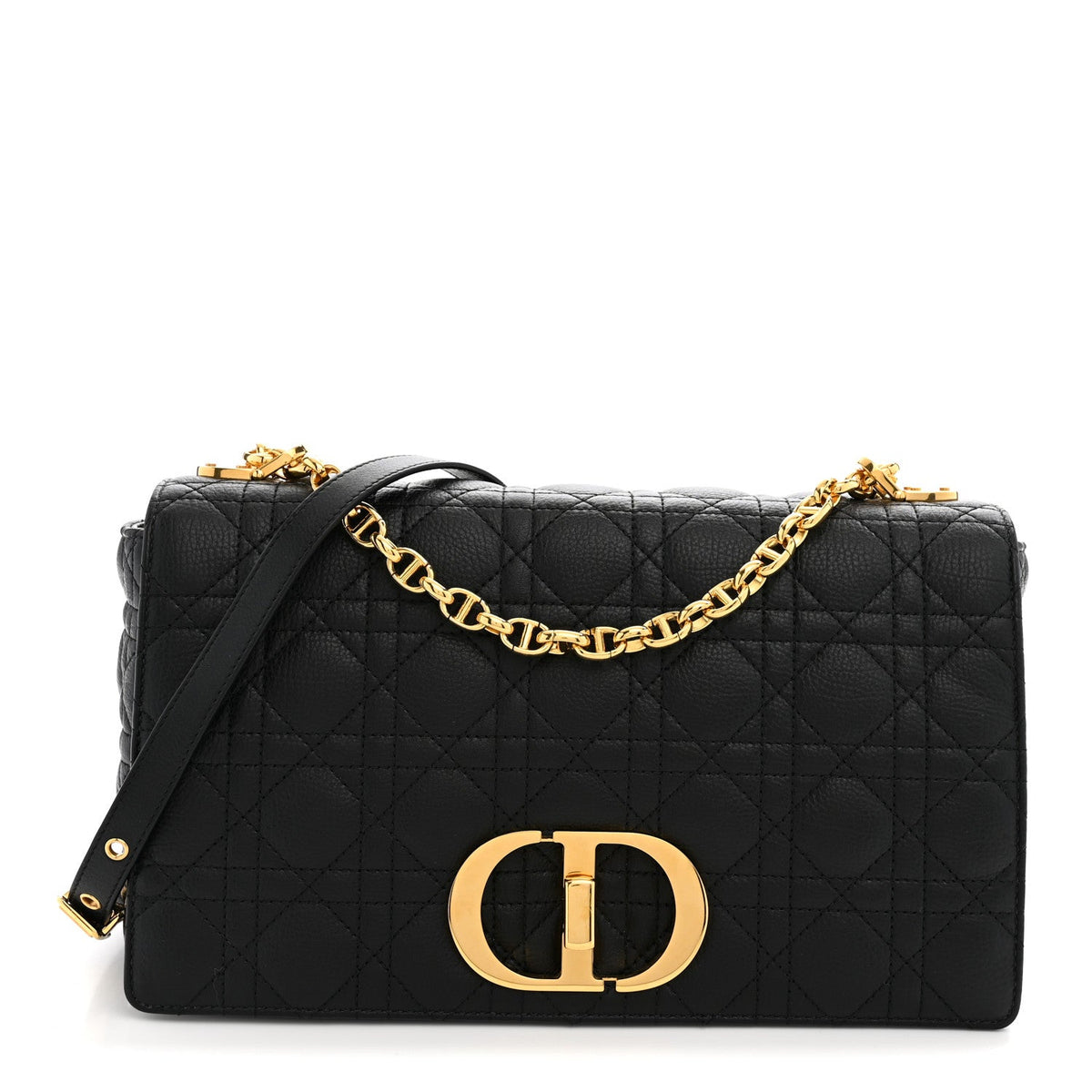Grained Calfskin Cannage Large Caro Bag Black