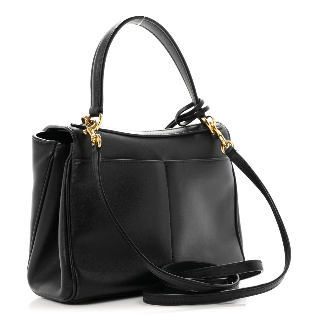 Natural Smooth Calfskin Mini Rodeo Top Handle Handbag Black