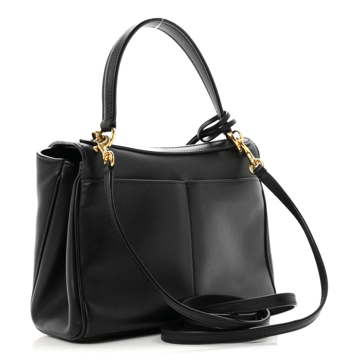 Natural Smooth Calfskin Mini Rodeo Top Handle Handbag Black