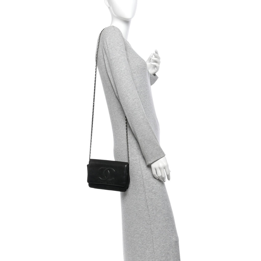 Lambskin Timeless CC Wallet On Chain WOC Black