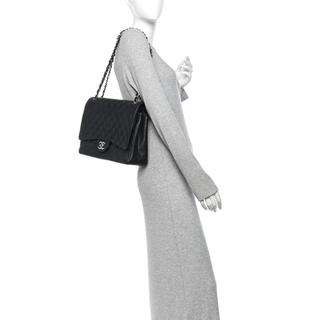 Caviar Quilted Maxi Double Flap Black