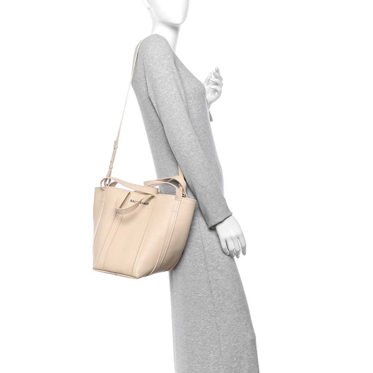 Grained Calfskin XS Everyday North South Shoulder Tote Bag Beige