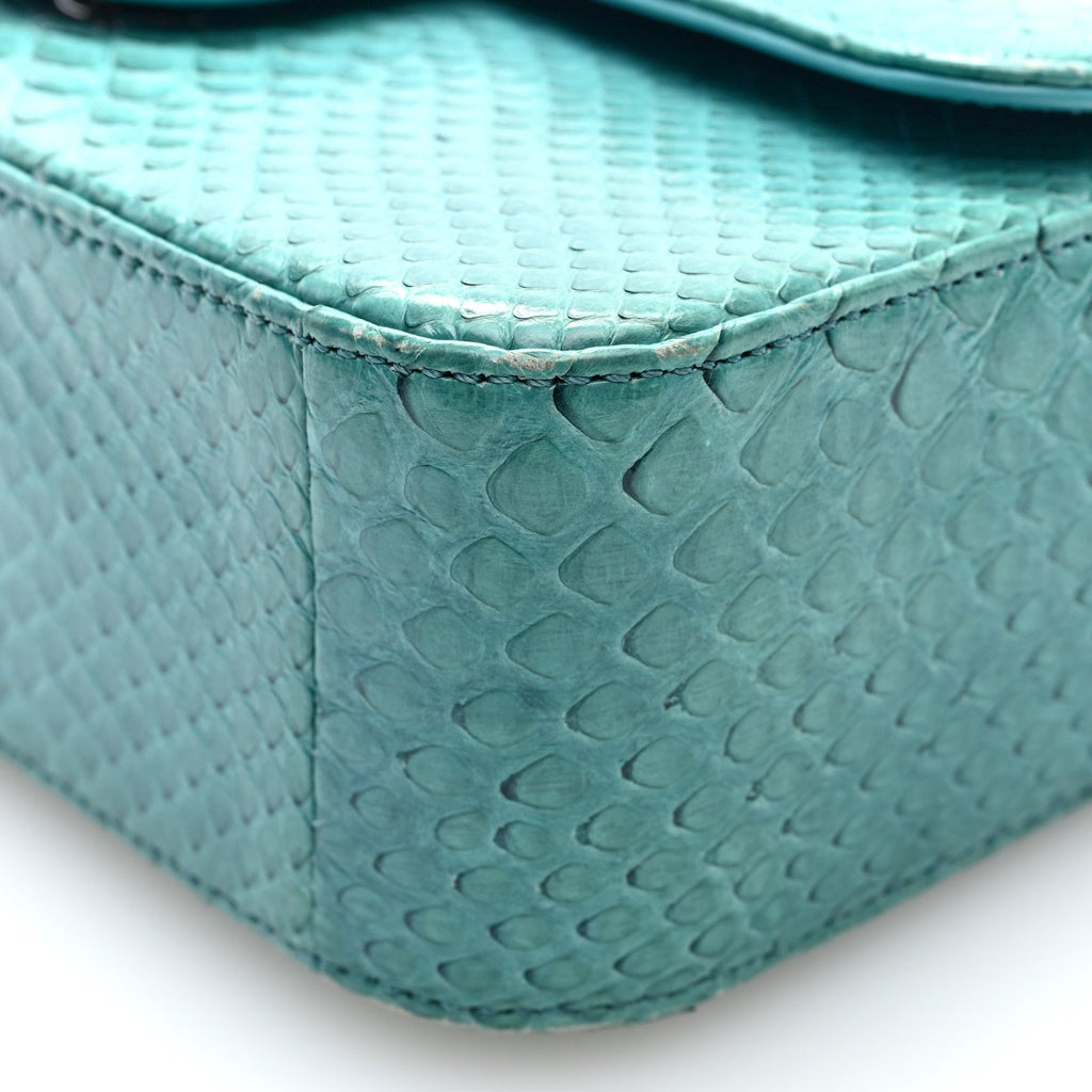 Snakeskin Mini Rectangular Flap Blue