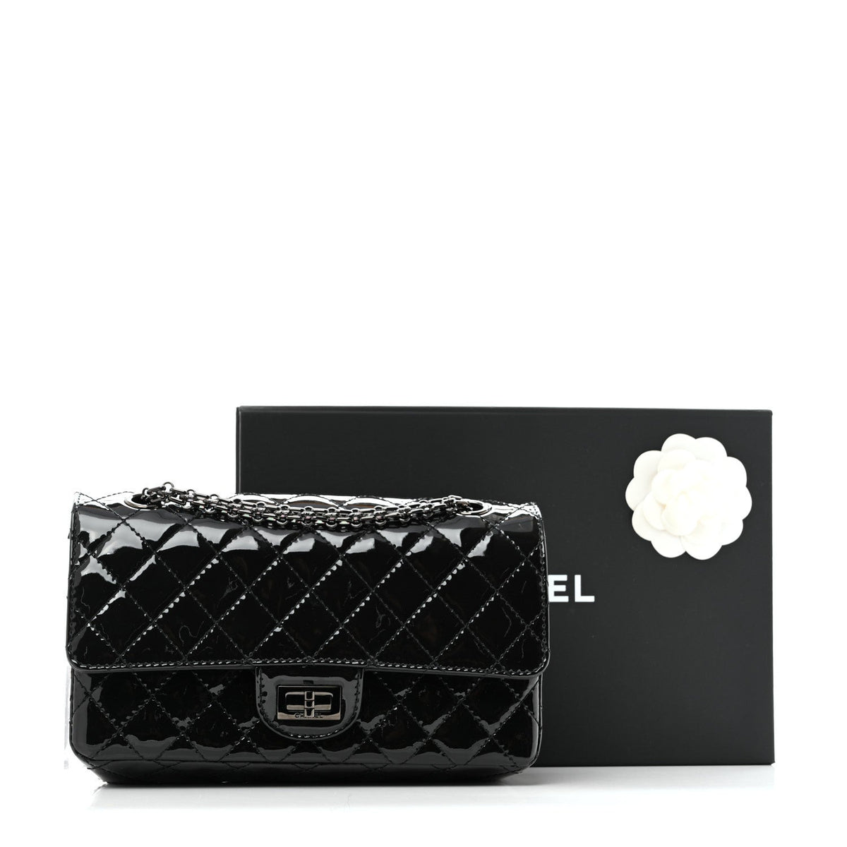 Patent Calfskin Quilted 2.55 Reissue 225 Flap So Black