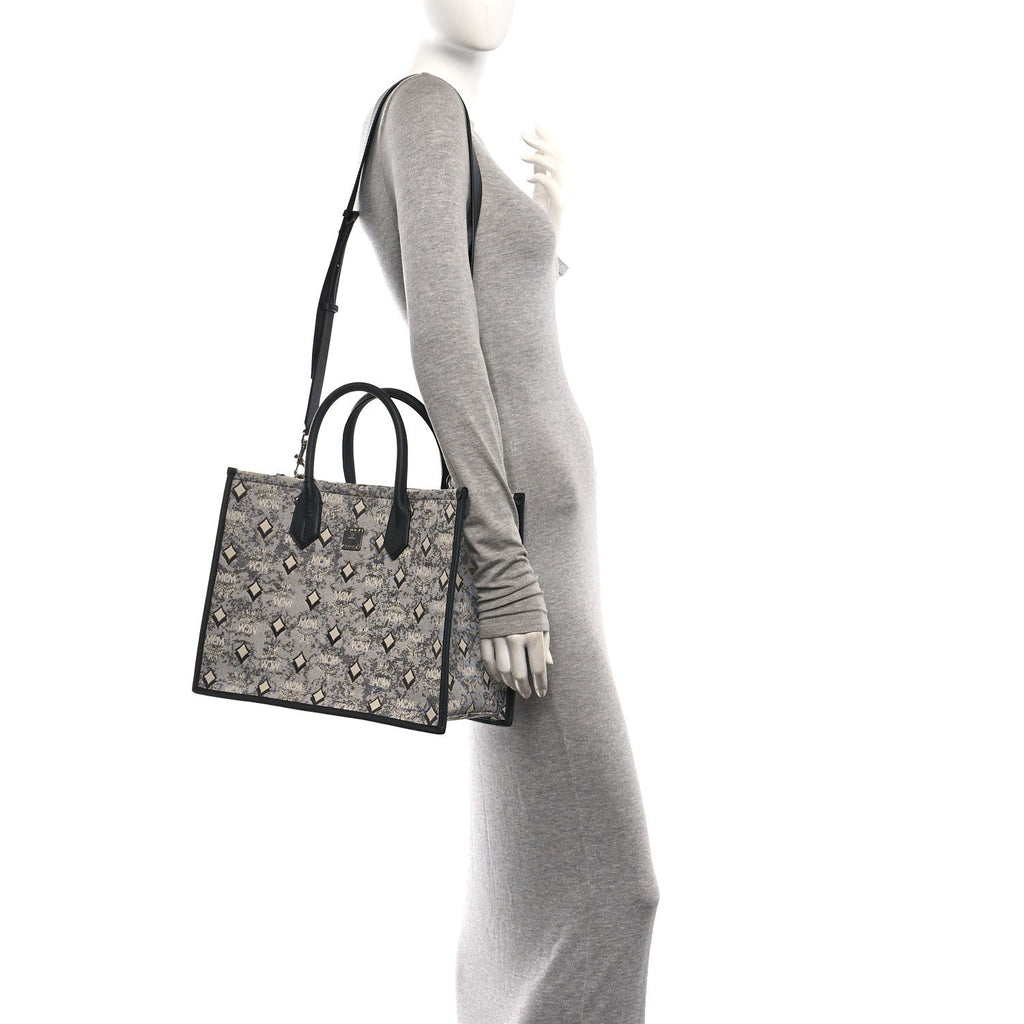 Jacquard Monogram Aren Large Tote Blue