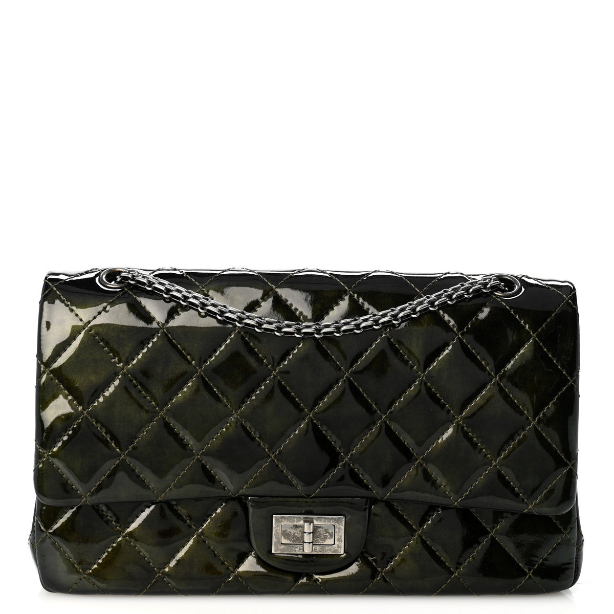 Patent Quilted 2.55 Reissue 226 Flap Green