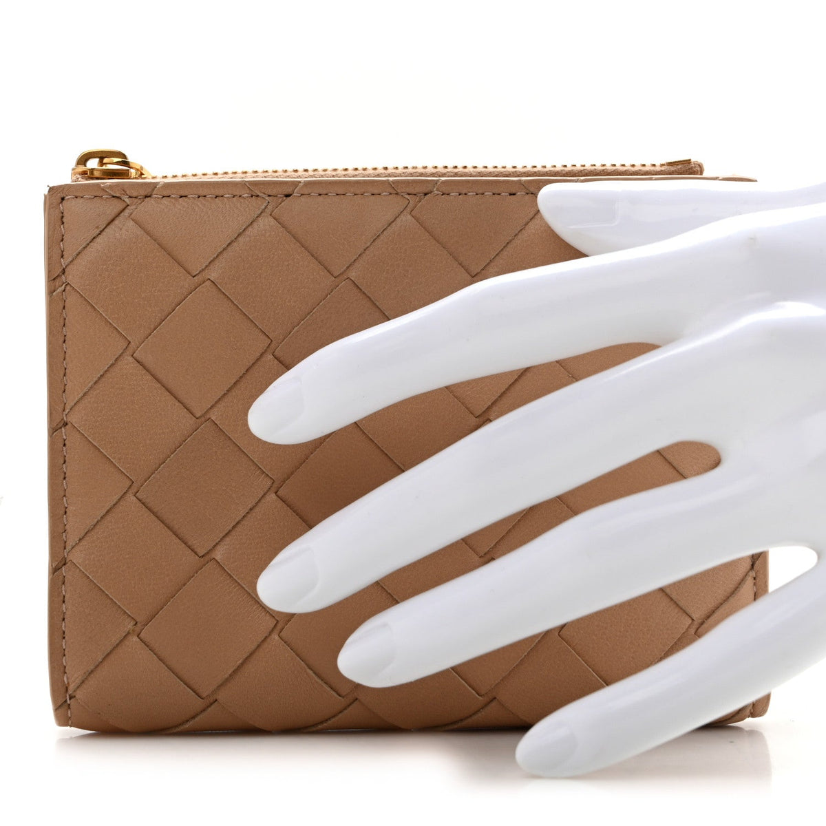 Nappa Intrecciato Small Bi-fold Zip Wallet Porridge