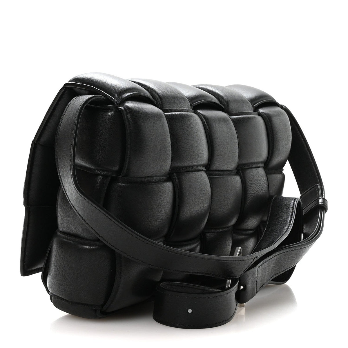Nappa Maxi Intreccio Padded Cassette Crossbody Bag Black