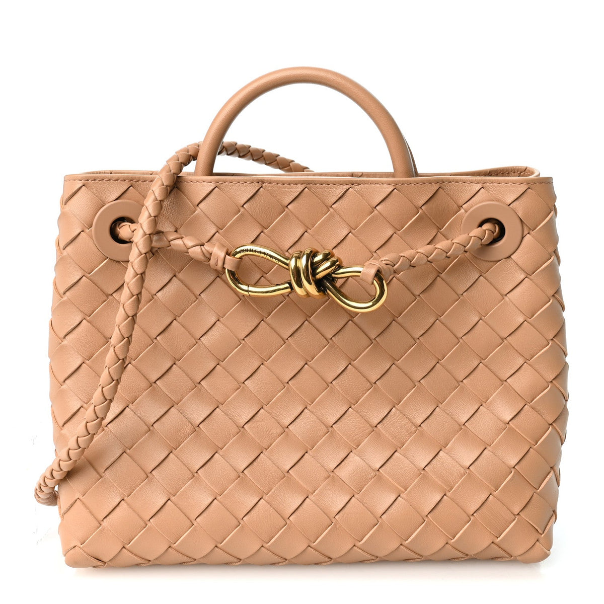 Nappa Intrecciato Small Andiamo Shoulder Bag Biscuit