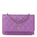 Caviar Quilted Wallet on Chain WOC Purple