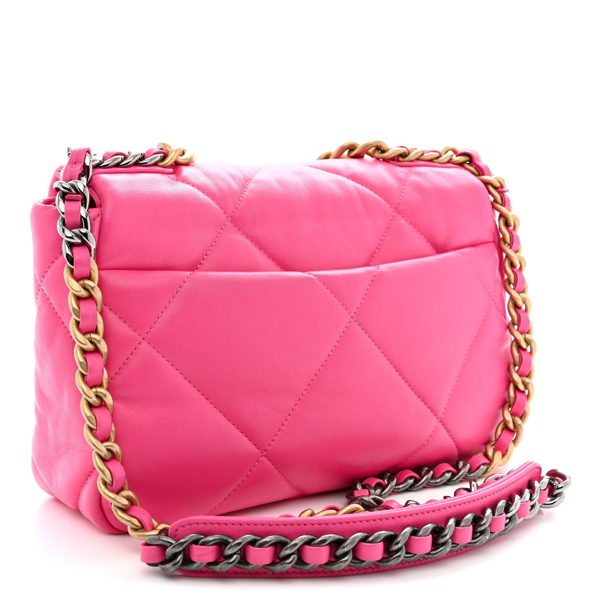 Lambskin Quilted Medium Chanel 19 Flap Dark Pink