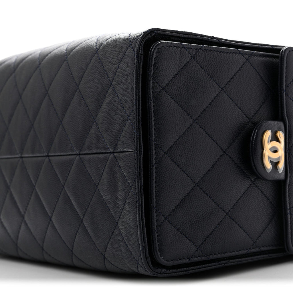 Caviar Quilted Medium Chanel 25 Handbag Dark Navy