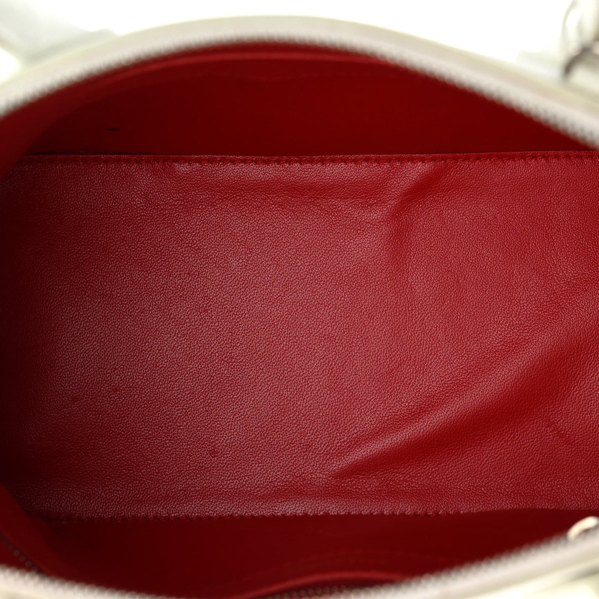 Signature Grained Calfskin Logo S Ville Top Handle Bag White Black