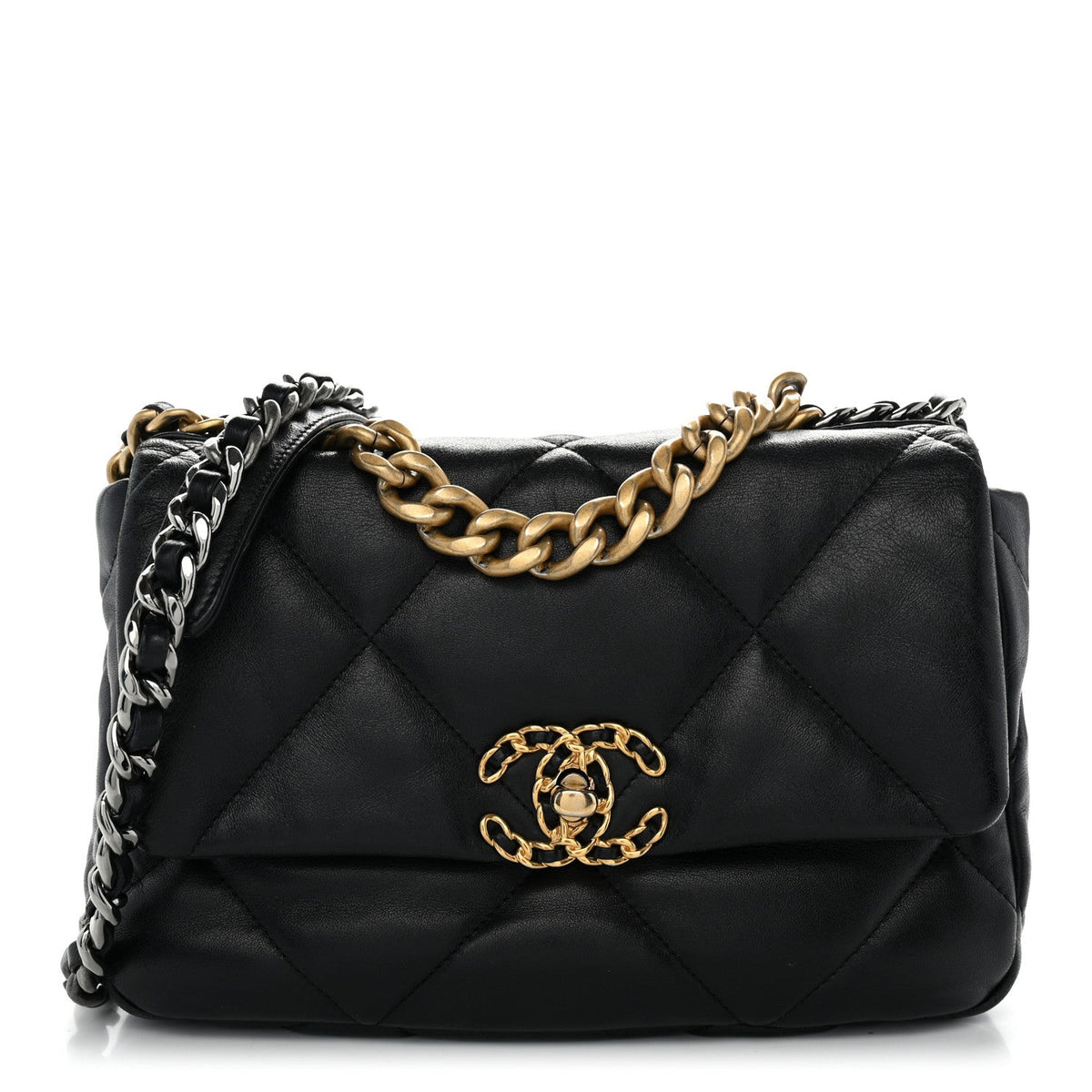 Goatskin Quilted Medium Chanel 19 Flap Black