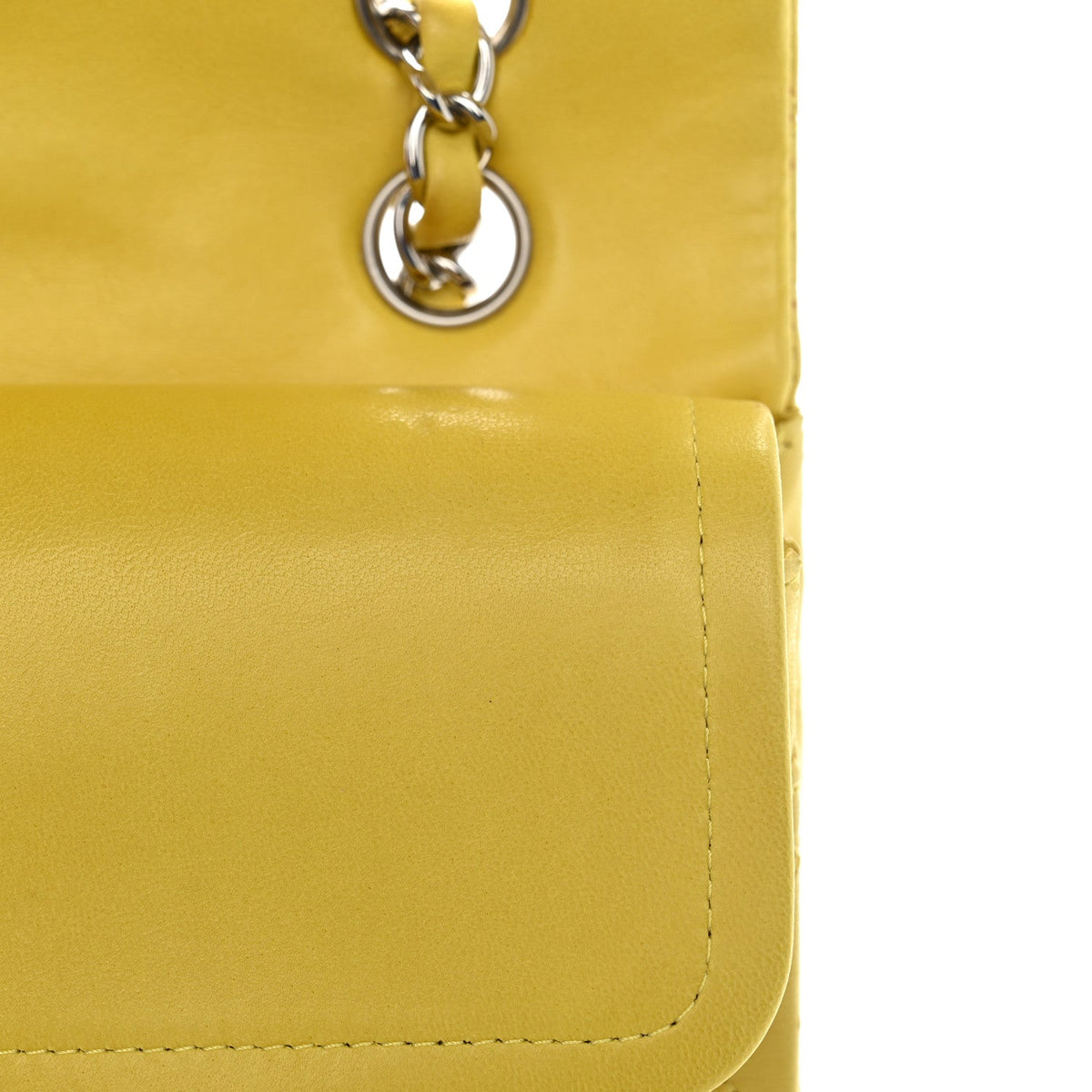 Lambskin Quilted Medium Double Flap Yellow