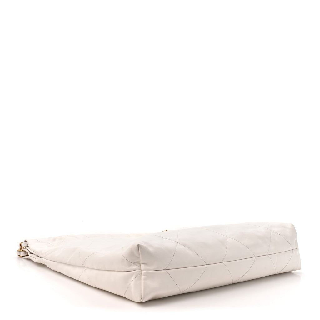 Shiny Calfskin Quilted Small Chanel 22 White