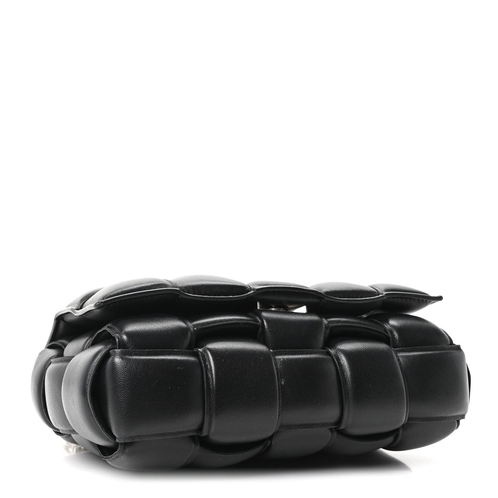 Lambskin Maxi Intreccio Padded Chain Cassette Crossbody Bag Black